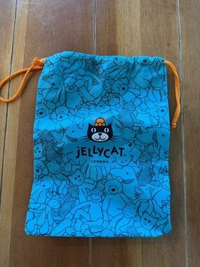 Jellycat Teal Drawstring Pouch with Orange Cord
